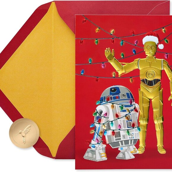 Papyrus Boxed Christmas Cards | Star Wars | R2D2 and C3PO 12 Count - Picture 2 of 7